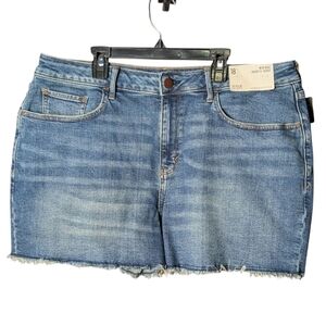 New Ana Blue Denim Cutoff Frayed Hem Women's 18 Shorts Mid Rise Shortie
